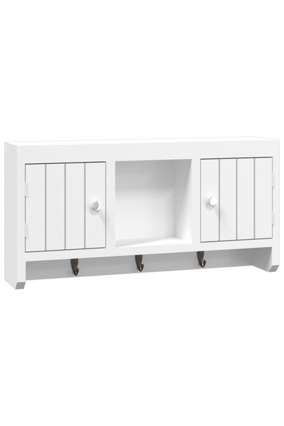 vidaxl Key cabinet, white, 40x8.5x20 cm, processed wood and steel