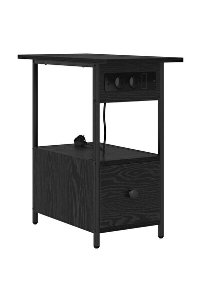 vidaxl Dulap de noapte Stejar Negru 60 x 30 x 61 cm Lemn compozit
