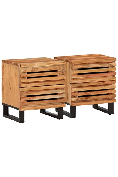 vidaxl Noptiere, 2 buc., 40x34x46 cm, lemn masiv de acacia
