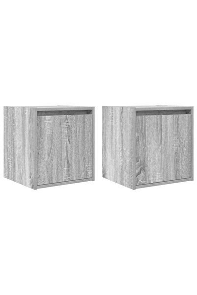 vidaxl Noptiere montate pe perete 2 buc Gri Sonoma 38x34x40 cm