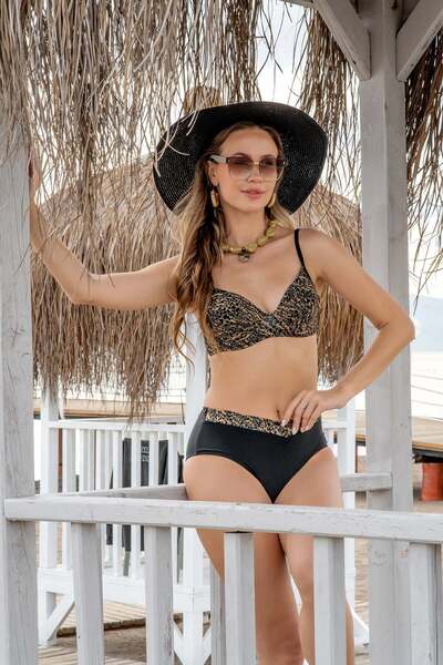 Markahit Bikini acoperit cu imprimeu leopard Ruko
