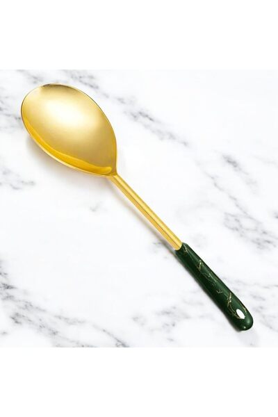 Yıldızan Tamgün Marble Patterned Serving Spoon, 304 Quality 18/10 Stainless S...