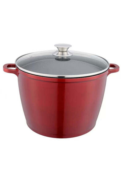 dealshopromania Pot 6 liters with granite coating 24 cm glass lid non-stick c...