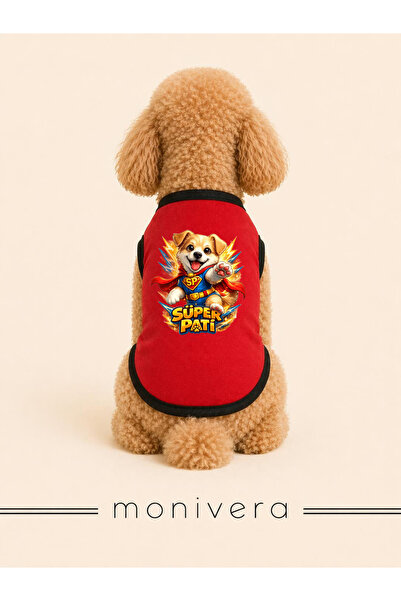 Modetra New Season Summer Super Paw Printed Colorful Ribbed Dog Outfit - Unde...