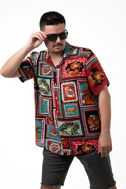 SÖR BÜLEND Erkek Büyük Beden Hawaii Kısa Kollu Yazlık Gömlek
