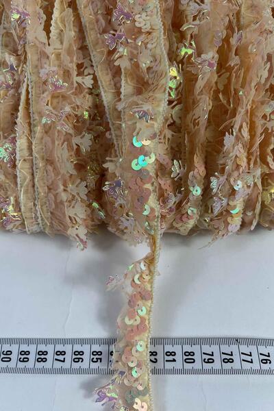 Hobigram Yavruağzı Hologram Kelebekli Payet Şerit – Fantasy Tül Süsleme Şeridi 1 Metre