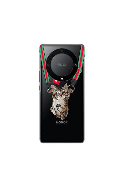 Other Honor Magic5 Lite 5G Swinging cat Transparent Silicone TPU Θήκη