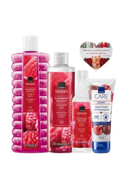 AVON Set de îngrijire cu zmeură și cireșe, spumă de baie 500 ml, gel de duș 2...
