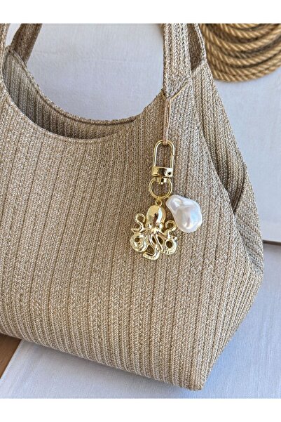 PEONY peonyofficiall Antapot Charm Altın Kaplama İnci Detaylı Cüzdan Süsü Çan...