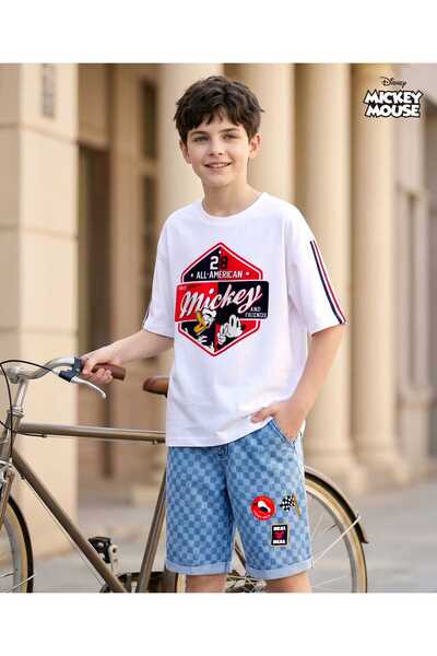 Pine Kids Disney Single Jersey Knit Half Sleeves Drop Shoulder T-Shirt &Denim...