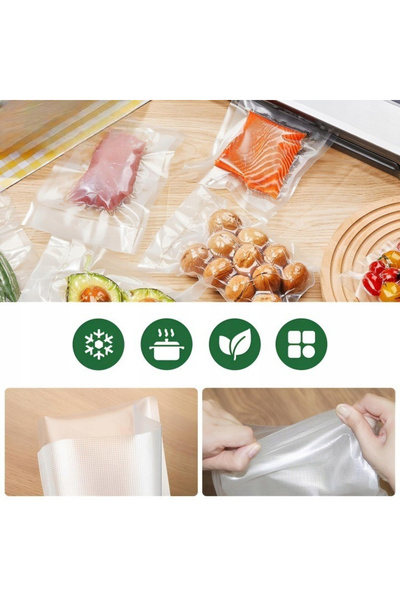 NewEvo Pungi de vid ondulate pentru aparatul de vidare a alimentelor, 50 bucăți, 20 cm x 25 cm, reutilizabile, durabile