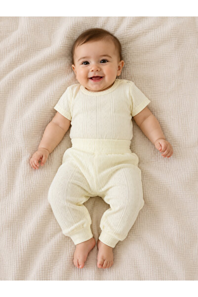 greenmoss 100% Cotton Perforated Fabric Summer Baby Bodysuit Set