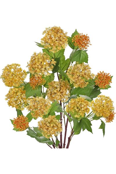 Oairse 5 pcs Artificial Hydrangea Flowers Bouquet 24" Orange Faux Hydrangea S...