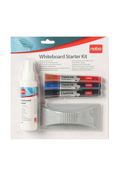 Nobo KIT TABLĂ MAGNETICĂ 3 MARKERE + BĂLĂMĂ MAGNETICĂ + SPRAY DE CURĂȚARE 125 ML