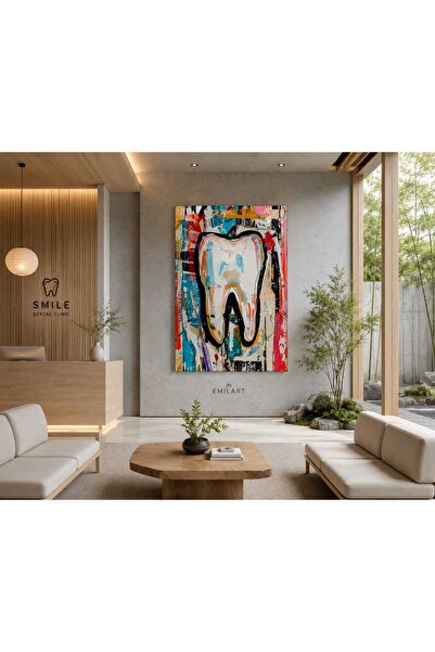 EMİLART Soyut Dental Pop Art Kanvas Tablo - Modern Klinik Dekoru