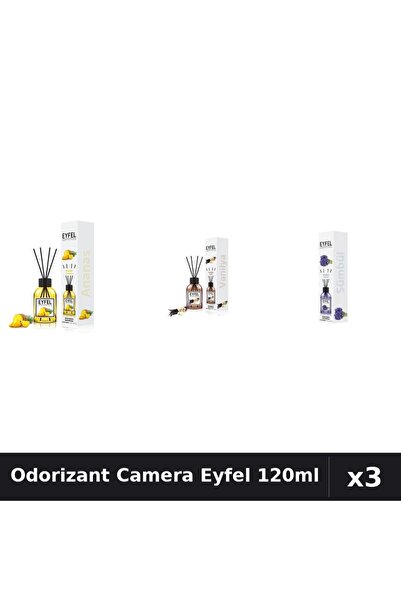 Eyfel Set 3 Odorizant Camera cu Betisoare - Ananas, Vanilie, Zambile, 120ml
