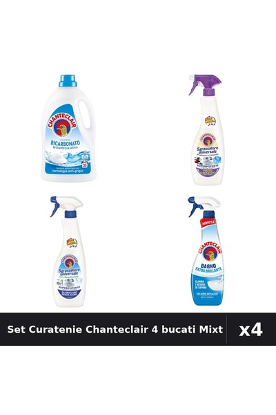 Chanteclair Set 4 Detergent și Degresant 1575ml - Bicarbonat, Mosc Alb, Extra...