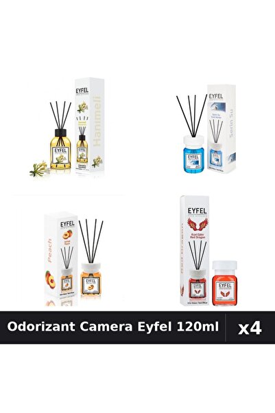 Eyfel Set 4 Odorizant Camera cu Betisoare 120ml - Cool Water, Piersica, Red D...