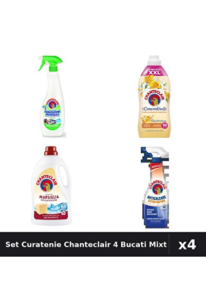 Chanteclair Set 4 Curatenie - Degresant, Detergent, Balsam Rufe - 600ml, 625m...
