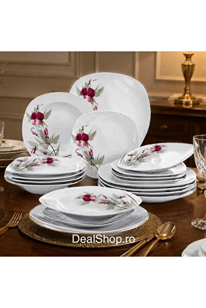 dealshopromania Set de veselă din porțelan 18 piese model Panseluță pentru 6 ...