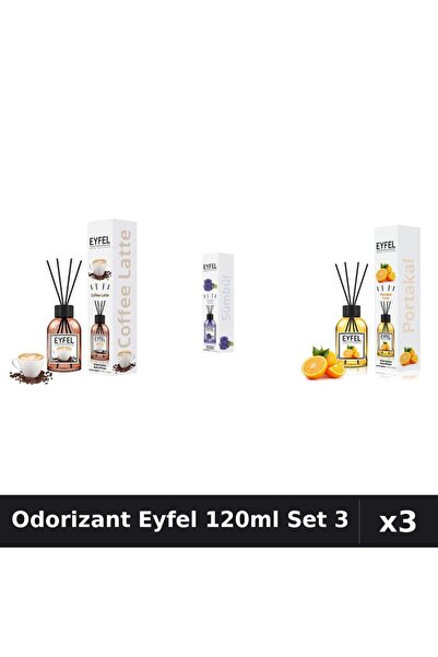 Eyfel Set 3 Odorizante Camera cu Betisoare - Cafea, Zambile, Portocala 120ml