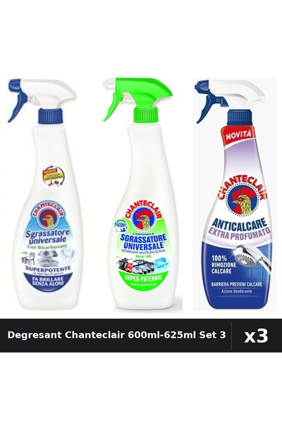 Chanteclair Set 3 Degresant Universal 600ml + Anticalcar 625ml - Bicarbonat, ...