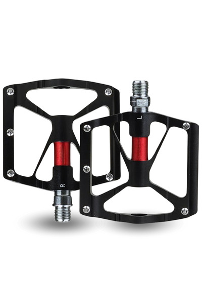 Gearox Set de pedale de aluminiu pentru biciclete Negru