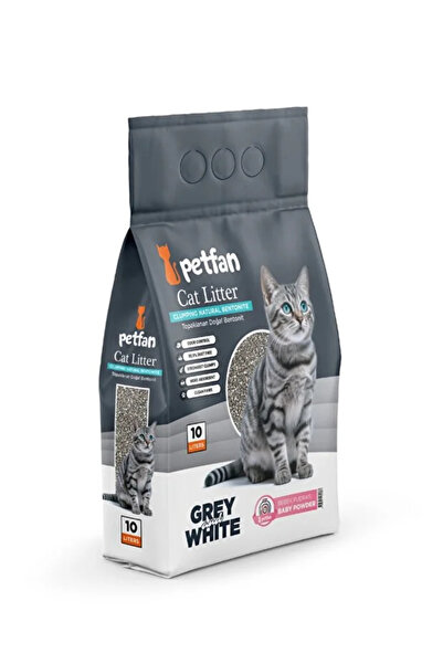 PETFAN Grey&White Bebek Pudralı İnce Taneli Kedi Kumu 10 Lt