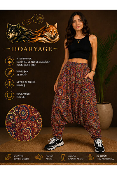 hoaryage شالوار أدينا من قماش الفيسكون، شالوار شبكي بنمط بوهيمي أصيل مع جيوب،...