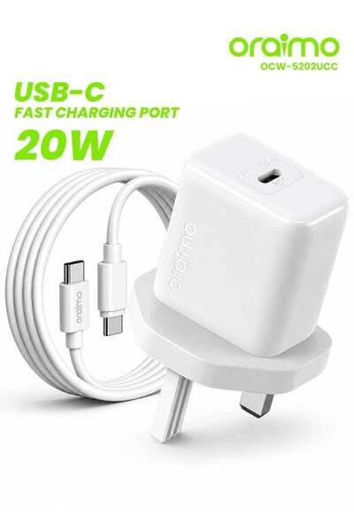 oraimo USB C Charger PD20W Charger Head Type-C Power Plug with USB C Cable, W...