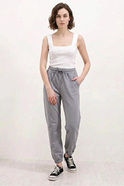 buğrahayalin Women's High Waist Lace-Up Gray Sweatpants