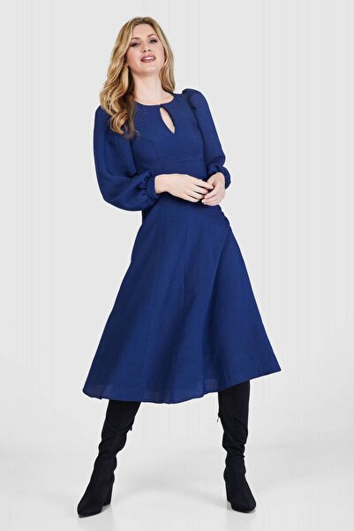 ROHBOUTIQUE Office dress Closet DR4601 Navy Blue with a self stripe