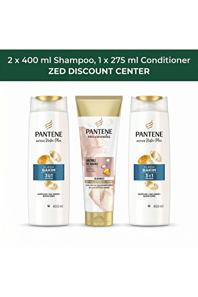 Pantene Set de îngrijire a părului: 2x Șampon clasic 3în1 400ml și Balsam pen...