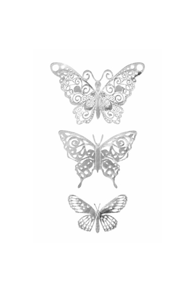 Decoratiuni Dulci Fluturi Vintage Lace 3 modele | dimensiuni - Argintiu