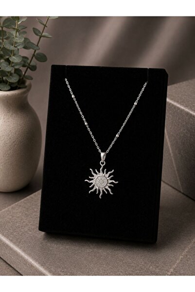 VestaAurelia Minimal Güneş Figürlü Silver Çelik Kadın Kolye