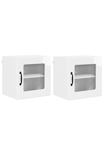 vidaxl Kitchen cabinet with shelf 2 pcs Glossy white 40 x 31 x 40 cm