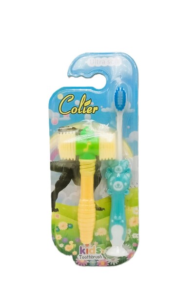 colier Kids Ultra Soft Toothbrush with Toy – Bear & Hammer Set
