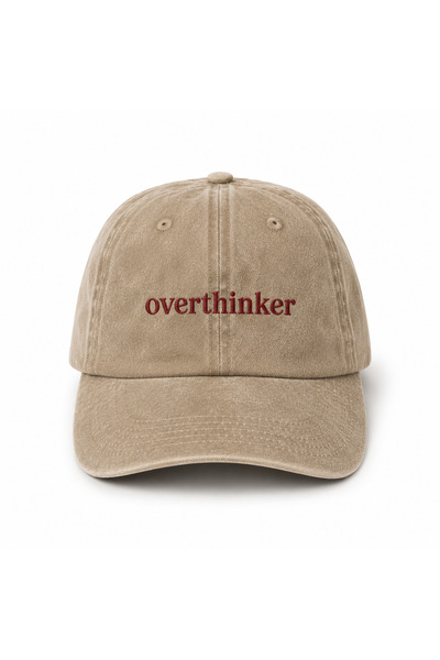 WeavedCo "Overthinker" Aesthetic Saying Embroidered Vintage Washed Baseball Cap