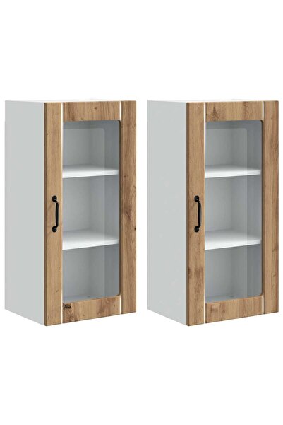 vidaxl Dulap de bucătărie 2 pcs Stejar Artizanal 40 x 31 x 80 cm