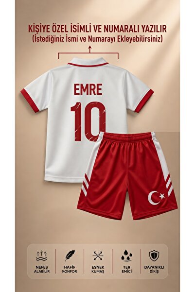 The RAVEN Kişiye Özel İsimli Premium Türkiye Milli Takım Serisi Beyaz Çocuk F...