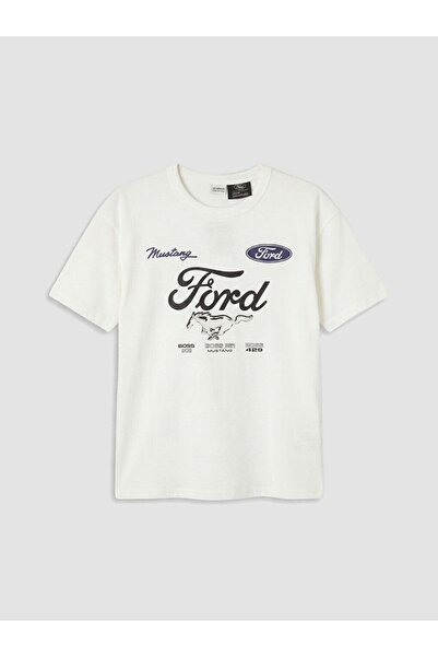 LC Waikiki تي شيرت LCW للأطفال برقبة دائرية مطبوع عليه Ford للأولاد