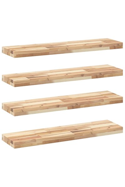 vidaxl Rafturi suspendate 4 buc. 80x20x4 cm lemn masiv acacia netratat