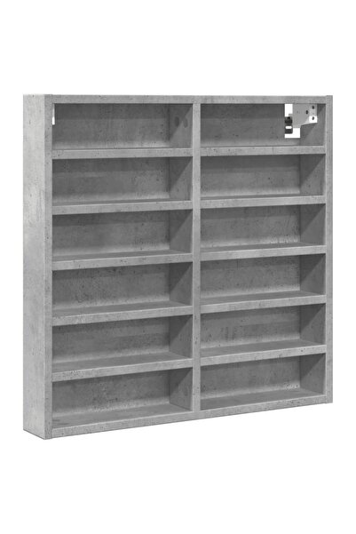 vidaxl Cabinet with display window, concrete grey, 60x8.5x58 cm, processed wood