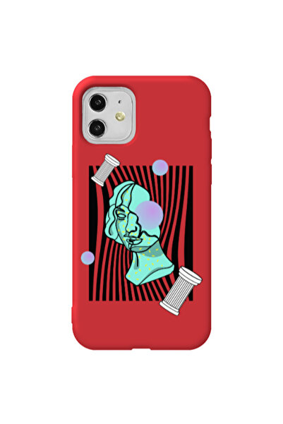 Other Apple iPhone 11 Columns Red Colored Silicone TPU Θήκη