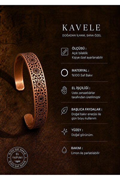 KAVELE Pure Raw Motif Copper Bracelet-In Gift Box