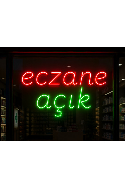 Prime Neon Eczane Açık Neon Tabela 70cm Adaptör Dahil