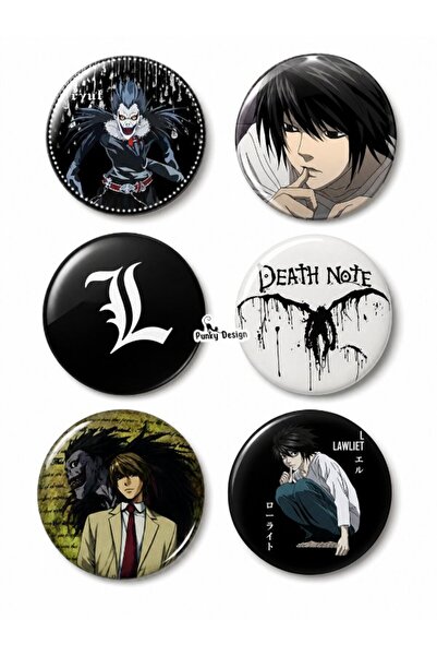 Punky Store 6'lı Anime Temalı Rozet Seti Siyah Beyaz Gotik Manga Karakter