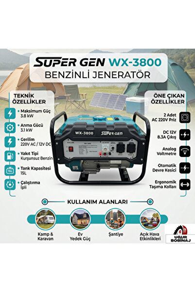 Uğur Bobinaj 3.5 Kva Bakır Sargılı İpli Jeneratör (220V)