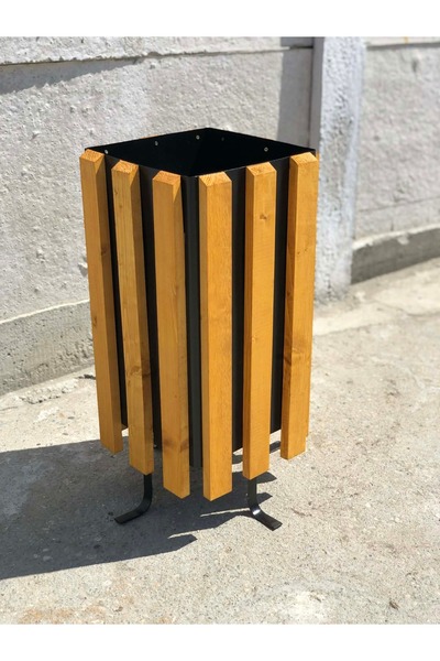 OEM Trash can with wooden posts and 0.8mm sheet metal, ideal for garden/terra...
