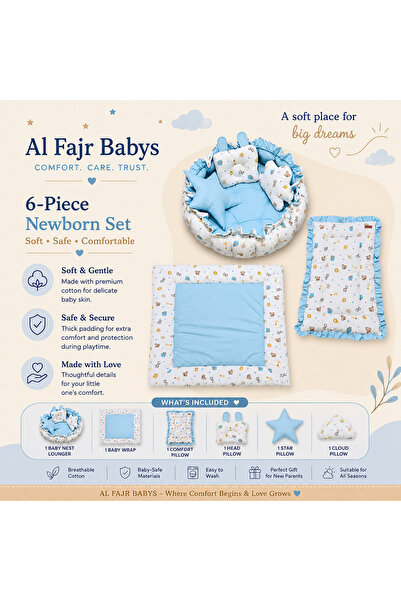 Al Fajr Babys طقم سرير أطفال مكون من 6 قطع للمواليد الجدد |   سرير أطفال، سري...